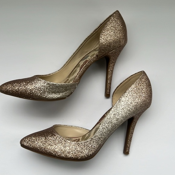 Juicy Couture Gold Glitter Pumps Size 8 Shoe - Picture 4 of 10